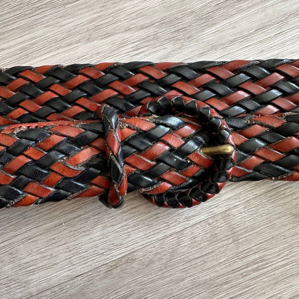 Vintage Cole Haan Woven Plaited Braided Leather Belt with Buckle Size 38